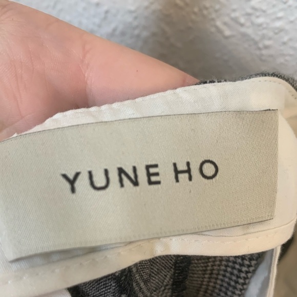 Yune Ho Gray Plaid Straight Leg Trouser Pants Size 36 - Picture 5 of 10